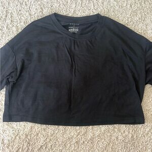SHEIN Black Crop Top Long Sleeve Tee
